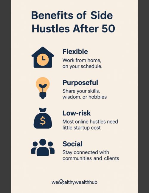 Benefits of side hustle after 50 infographic